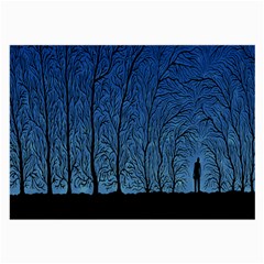 Forest Tree Night Blue Black Man Large Glasses Cloth (2-side) by Mariart