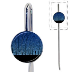 Forest Tree Night Blue Black Man Book Mark by Mariart