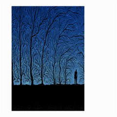 Forest Tree Night Blue Black Man Small Garden Flag (two Sides) by Mariart