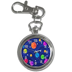 Planet Space Moon Galaxy Sky Blue Polka Key Chain Watches by Mariart