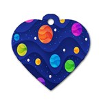 Planet Space Moon Galaxy Sky Blue Polka Dog Tag Heart (Two Sides) Front