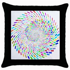 Prismatic Abstract Rainbow Throw Pillow Case (black)