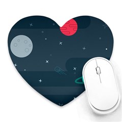 Space Pelanet Galaxy Comet Star Sky Blue Heart Mousepads by Mariart