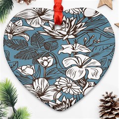 Star Flower Grey Blue Beauty Sexy Heart Ornament (two Sides)