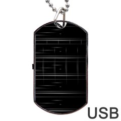 Stripes Black White Minimalist Line Dog Tag Usb Flash (one Side)