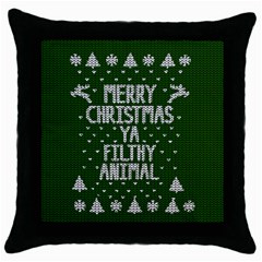 Ugly Christmas Sweater Throw Pillow Case (black) by Valentinaart