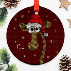 Christmas Giraffe  Round Ornament (two Sides)