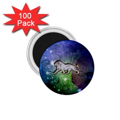 Wonderful Lion Silhouette On Dark Colorful Background 1 75  Magnets (100 Pack)  by FantasyWorld7