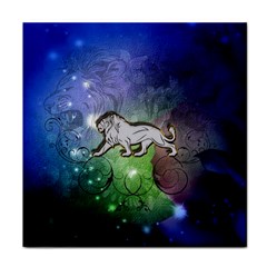 Wonderful Lion Silhouette On Dark Colorful Background Face Towel by FantasyWorld7