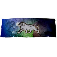 Wonderful Lion Silhouette On Dark Colorful Background Body Pillow Case Dakimakura (two Sides) by FantasyWorld7