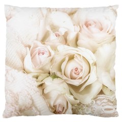 Pastel Roses Antique Vintage Large Flano Cushion Case (one Side) by Celenk