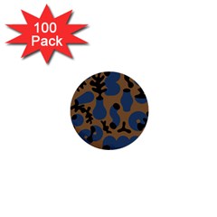 Superfiction Object Blue Black Brown Pattern 1  Mini Buttons (100 Pack) 