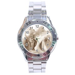 Vintage Rose Shabby Chic Background Stainless Steel Analogue Watch