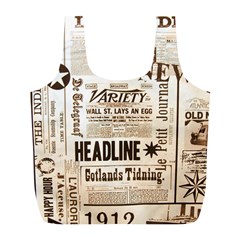 Vintage Newspapers Headline Typography Full Print Recycle Bags (l)  by yoursparklingshop