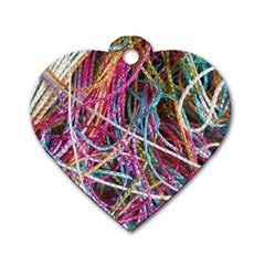 Funny Colorful Yarn Pattern Dog Tag Heart (one Side) by yoursparklingshop