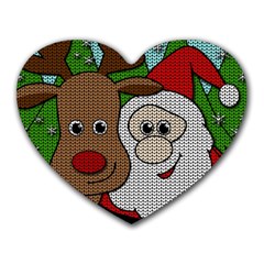 Santa And Rudolph Selfie  Heart Mousepads