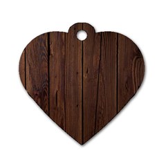 Rustic Dark Brown Wood Wooden Fence Background Elegant Natural Country Style Dog Tag Heart (one Side) by yoursparklingshop