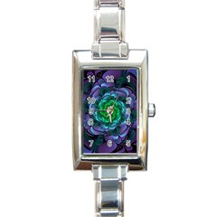 Beautiful Purple & Green Aeonium Arboreum Zwartkop Rectangle Italian Charm Watch by jayaprime