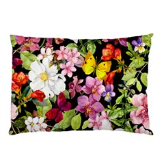 Beautiful,floral,hand Painted, Flowers,black,background,modern,trendy,girly,retro Pillow Case by NouveauDesign