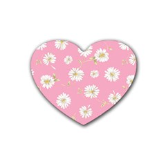 Pink Flowers Rubber Coaster (heart)  by NouveauDesign