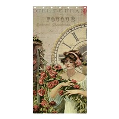 French Vintage Girl Roses Clock Shower Curtain 36  X 72  (stall)  by Celenk