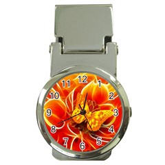 Arrangement Butterfly Aesthetics Orange Background Money Clip Watches by Celenk