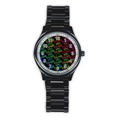 Thank You Font Colorful Word Color Stainless Steel Round Watch by Celenk