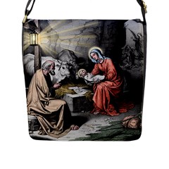 The Birth Of Christ Flap Messenger Bag (l) 