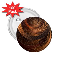 Brown, Bronze, Wicker, And Rattan Fractal Circles 2 25  Buttons (100 Pack)  by jayaprime