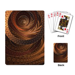 Brown, Bronze, Wicker, And Rattan Fractal Circles Playing Card by jayaprime