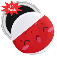 Watermelon Red Network Fruit Juicy 3  Magnets (10 Pack)  by Celenk