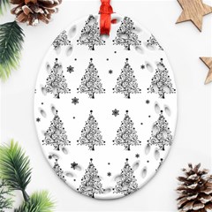 Christmas Tree - Pattern Oval Filigree Ornament (two Sides) by Valentinaart