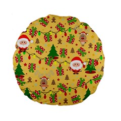 Santa And Rudolph Pattern Standard 15  Premium Flano Round Cushions by Valentinaart