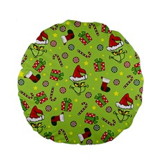 Grinch Pattern Standard 15  Premium Flano Round Cushions by Valentinaart