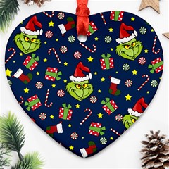 Grinch Pattern Ornament (heart)