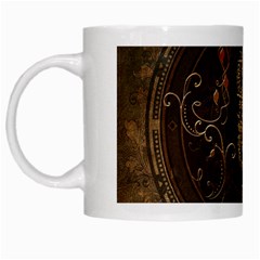 Golden Chinese Dragon On Vintage Background White Mugs by FantasyWorld7