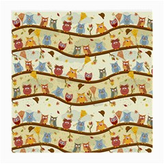 Autumn Owls Pattern Medium Glasses Cloth (2-side) by Celenk