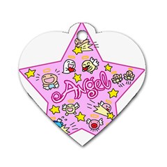 Pink Angel Star Dog Tag Heart (two Sides)