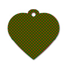 Large Red Christmas Hearts On Green Dog Tag Heart (two Sides) by PodArtist