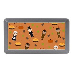 Pilgrims And Indians Pattern - Thanksgiving Memory Card Reader (mini) by Valentinaart