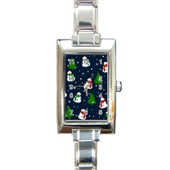 Snowman Pattern Rectangle Italian Charm Watch by Valentinaart