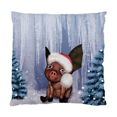 Christmas, Cute Little Piglet With Christmas Hat Standard Cushion Case (two Sides) by FantasyWorld7