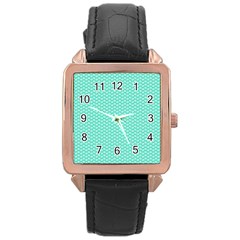 Tiffany Aqua Blue With White Lipstick Kisses Rose Gold Leather Watch  by PodArtist