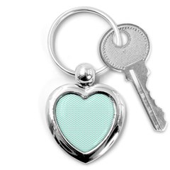 Tiffany Aqua Blue Lipstick Kisses On White Key Chains (heart)  by PodArtist