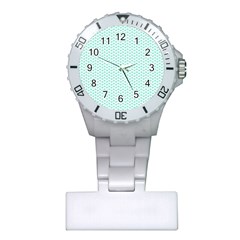 Tiffany Aqua Blue Lipstick Kisses On White Plastic Nurses Watch by PodArtist