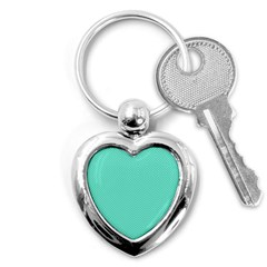 White Polkadot Hearts On Tiffany Aqua Blue  Key Chains (heart)  by PodArtist