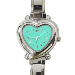 White Polkadot Hearts On Tiffany Aqua Blue  Heart Italian Charm Watch by PodArtist