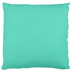 White Polkadot Hearts On Tiffany Aqua Blue  Large Cushion Case (two Sides) by PodArtist