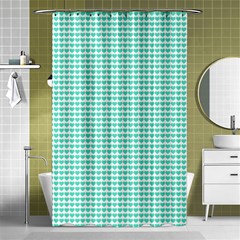 Tiffany Aqua Blue Candy Hearts On White Shower Curtain 48  X 72  (small)  by PodArtist