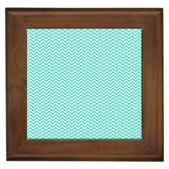 Tiffany Aqua Blue Chevron Zig Zag Framed Tiles by PodArtist